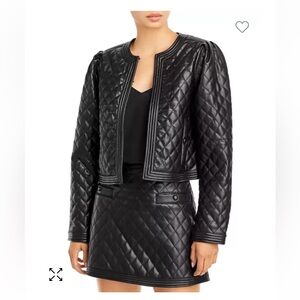 AQUA Faux Leather Quilted Jacket